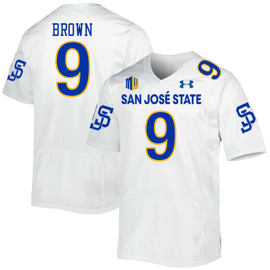 #9 Emmett Brown SJSU Jersey,San Jose State Spartans Football Jersey College Uniforms-White